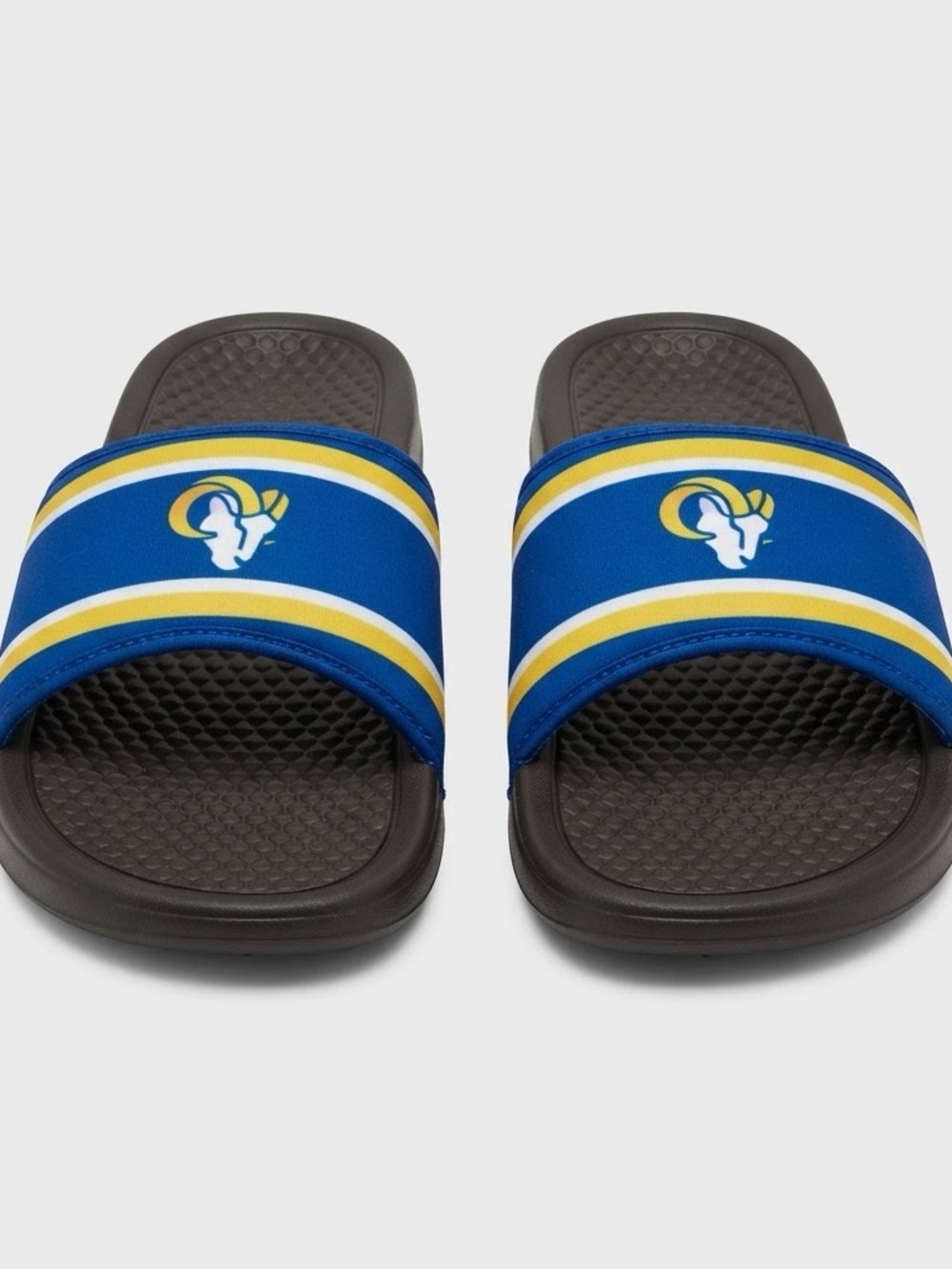 Los Angeles Rams Men’s Slide Sandals Blue Gold Size XL 13-14 NFL